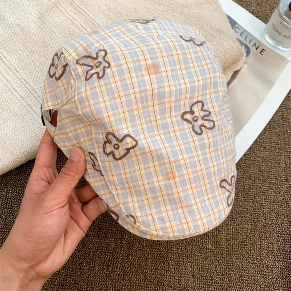 

Personality Sweet Flower Beret Cartoon Casual Octagonal Hat British Style Artist Hat Y2k Painter Hat Streetwear