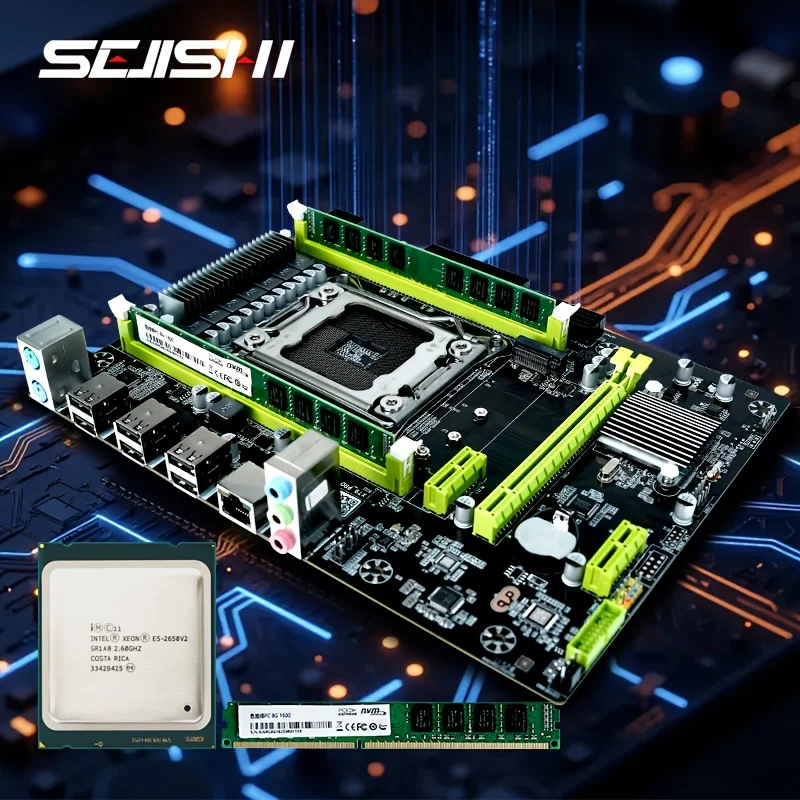 SEJISHI X79 64GB اللوحة LGA 2011 Set Kit Intel Xeon E5-2650 V2 معالج وحدة المعالجة المركزية + DDR3 8GB 1600Mhz ذاكرة الوصول العشوائي