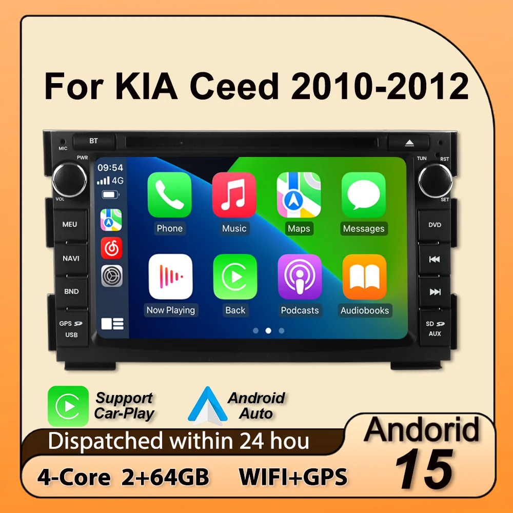 

For Kia Ceed Venga 2010-2016 Android 15 64G 2 Din 7inch Car Radio Carplay Central Multimedia Player Intelligent car audio system