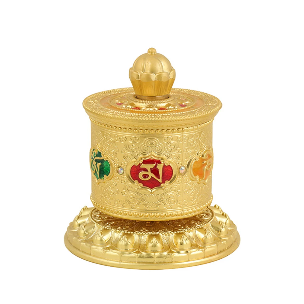 Carving flowers finger twisting prayer wheel, Six-character mantra alloy scripture tube, Tibetan prayer ornament car decorations