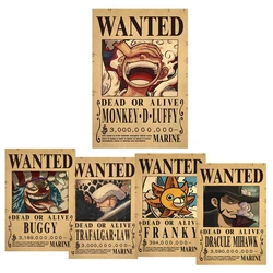 One Piece Gear 5 Luffy 3 Billion Bounty Wanted Posters Nikas Kid Action Figure Vintage Wall Decoration Poster Man Anime Toy Gift