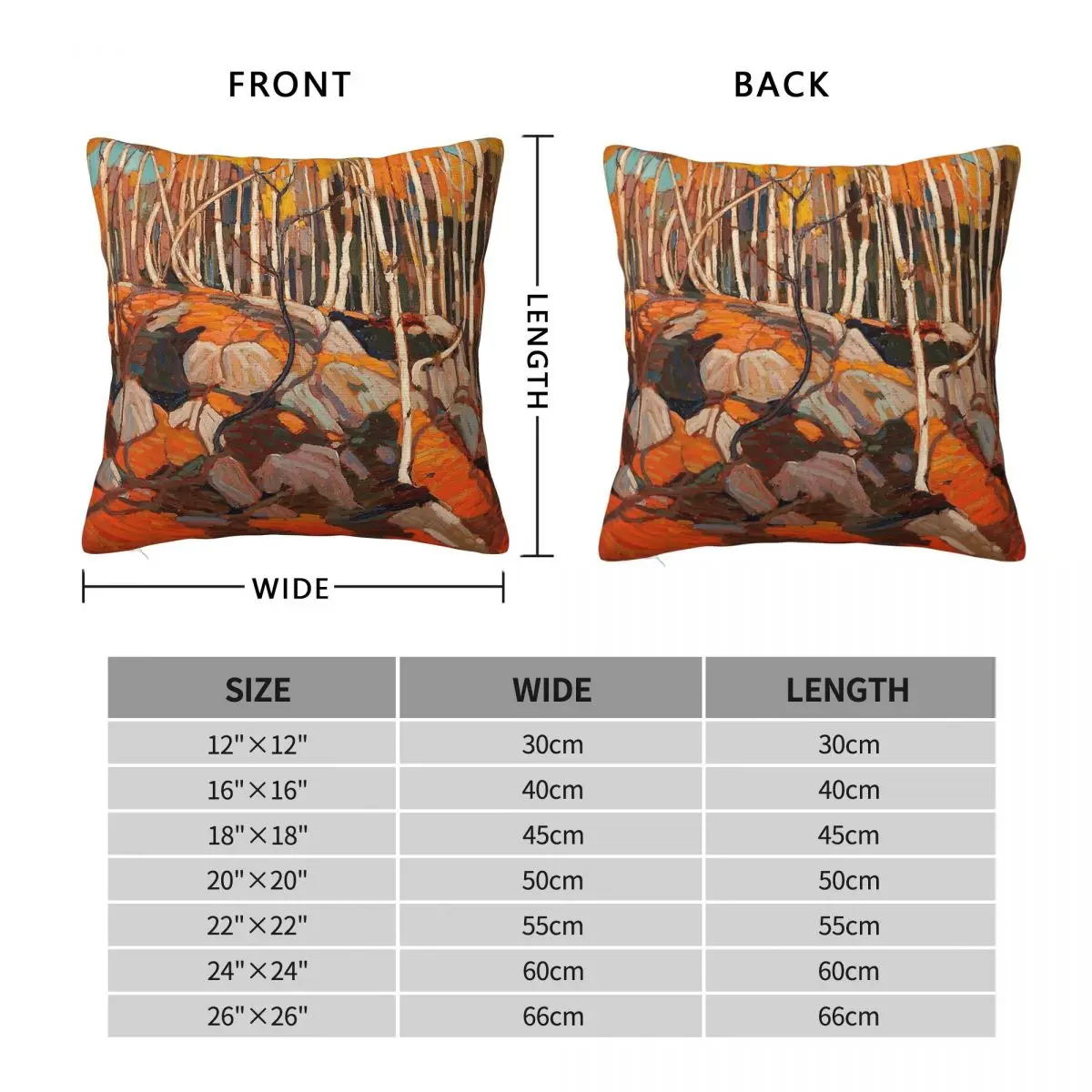 Tom Thomson Birch Grove Autumn Square Pillowcase Polyester Linen Velvet Pattern Decor Throw Pillow Case Room Cushion Cover 45x45