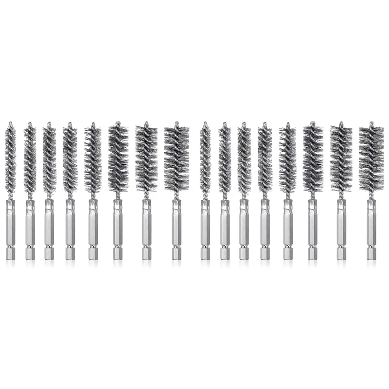 AC88-16Pcs Wire Brush Drill Bit Set With 1/4 Inch Hexagon Shank Steel Wire Twisting Brush,Suitable For Drilling Percussion A
