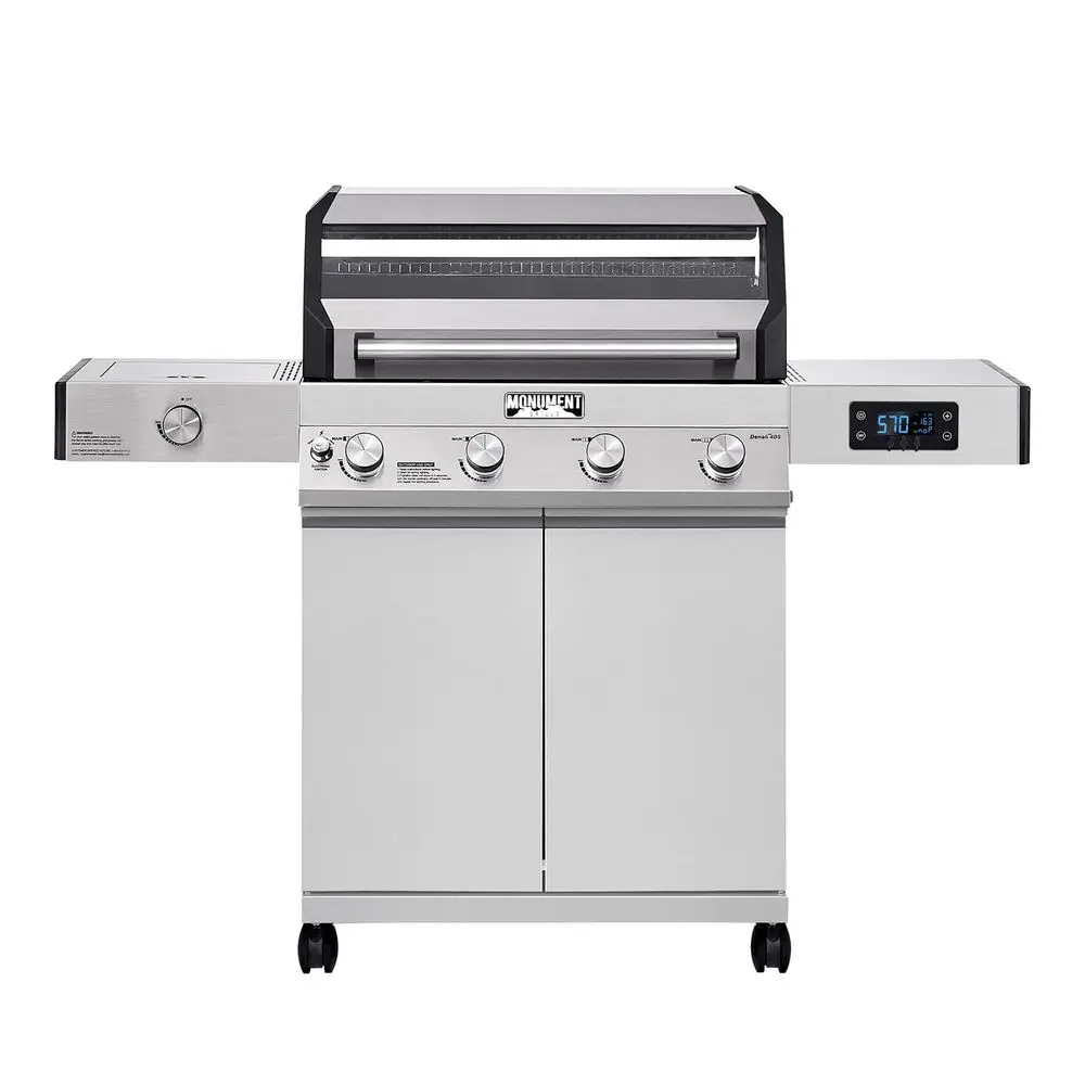 

Denali Series, 41 Liquid Propane Gas Smart BBQ Grill, 4 Burners amp 1 Side Burner, Denali 405 Stainless Steel with Smart techno