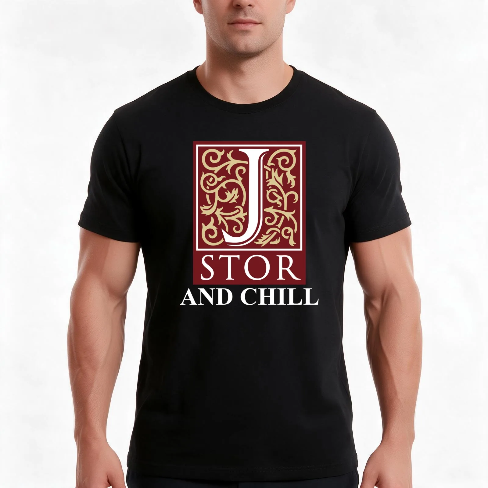 Jstor and Chill T-Shirt, Summer Casual Cotton Tee, Oversized Streetwear Tops, Vintage Graphic Print, Loose Fit Short Sleeve
