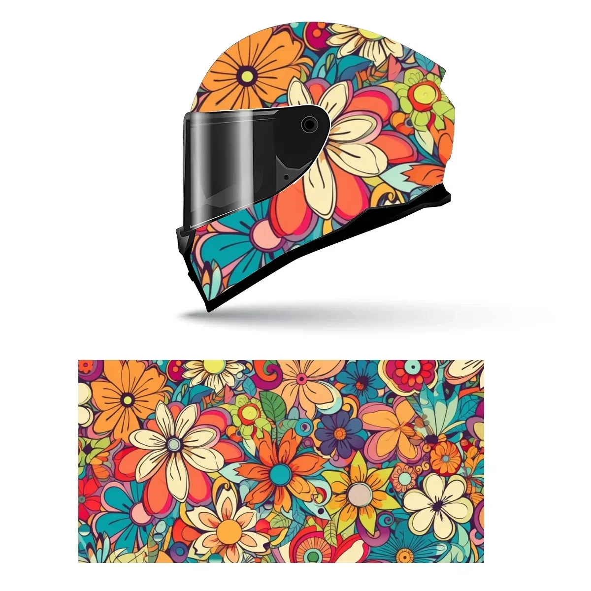 

Floral Mandala Flowers Full Helmet Wrap Sticker Motorcycle Helmet Racing Graphic Decal Vinyl Wrap Helmet Decor Sticker