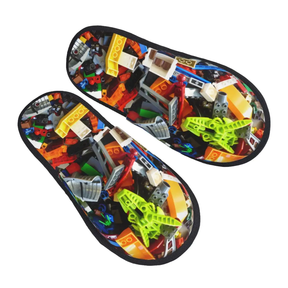 Custom Building Blocks Pattern Memory Foam Slippers Women Cozy Warm House Slippers