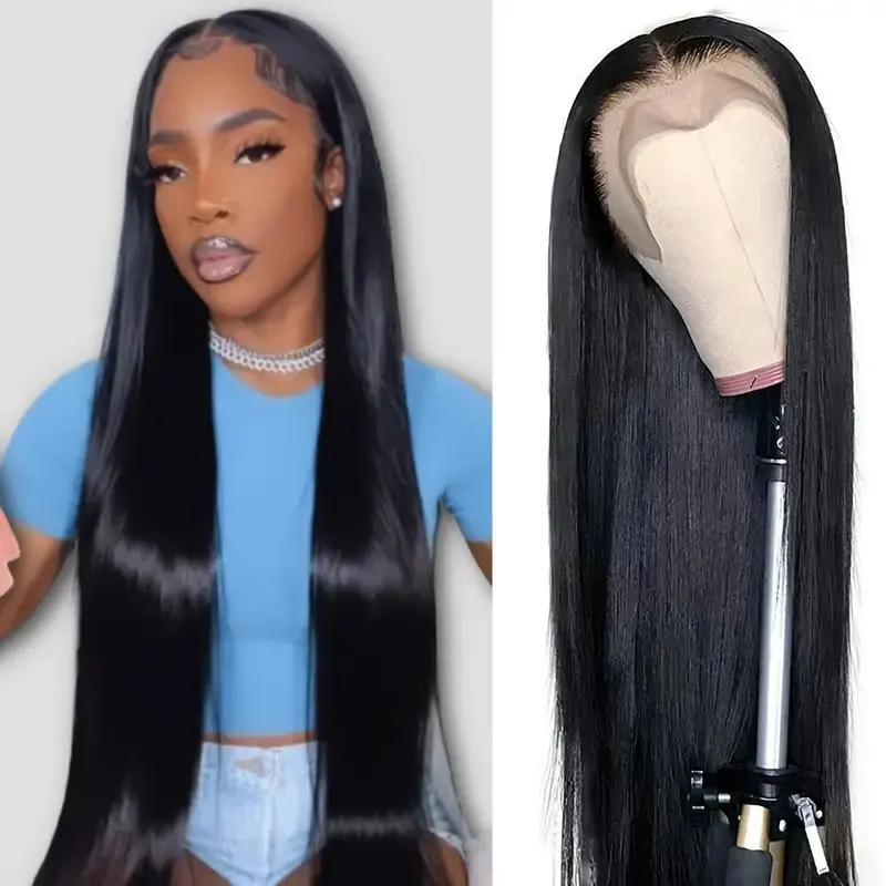 Rosabeauty 13x6 Straight 250 Density Nature Color Lace Front Wig Human Hair 30 40 Inch 13X4 Frontal 5X5 Glueless Wigs For Women