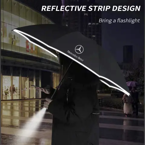 메르세데스 벤츠 A B C E S V R-클래스 A45 C43 CLA GLA GLB GLC SLK SL 차량용 LED 라이트 자동 접이식 방풍 햇빛 가리개 우산