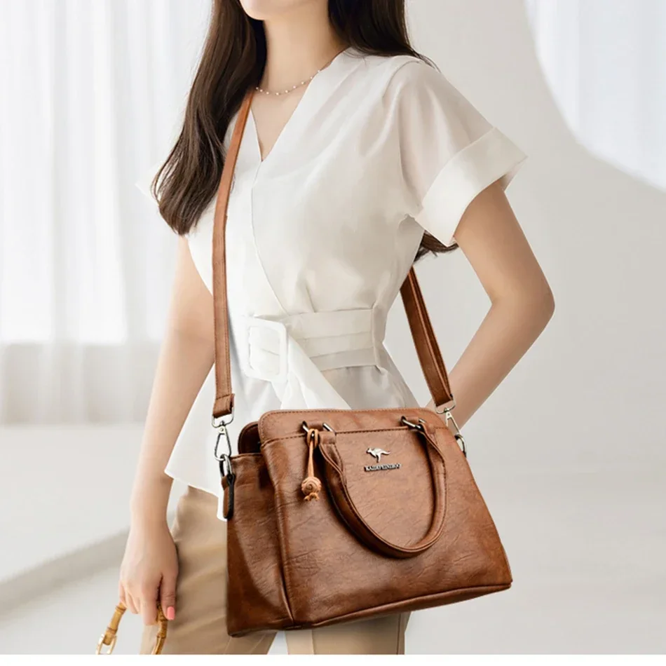 3 Layers High Quality Leather Tote Messenger Bag Luxury Designer Purses and Handbags Shoulder Crossbody Bags for Women New 2024