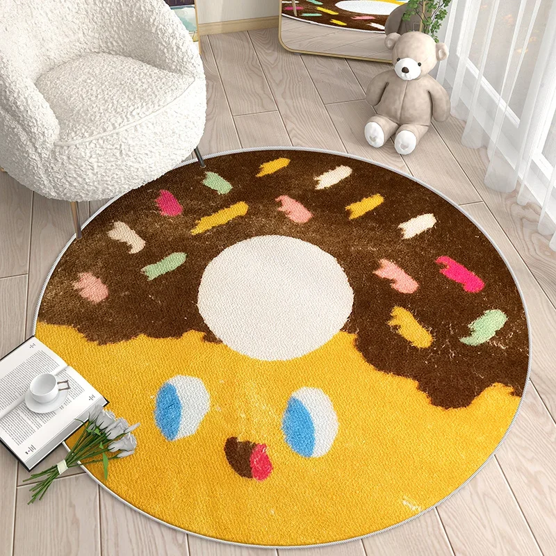 Round Biscuit Living Room Sofa Coffee Table Carpet Cute Girl Bedroom Bedside Non-slip Rug Soft Dressing Table Rocking Chair Rugs