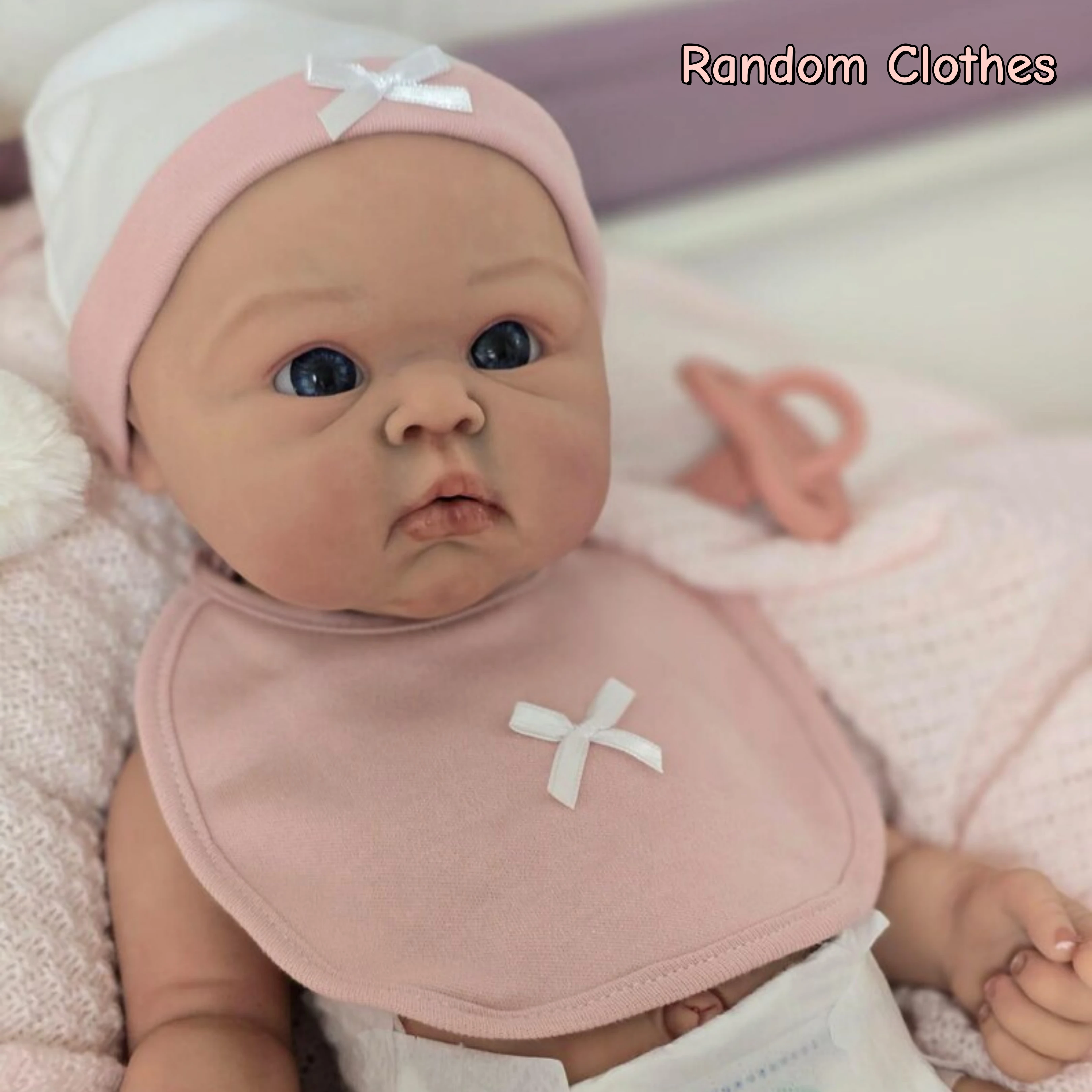 Levensechte herboren babypop met open ogen, gemaakt van zachte siliconen, 18 inch, mooi, met willekeurige kleding, als verjaardagscadeau voor kinderen - afbeelding 2