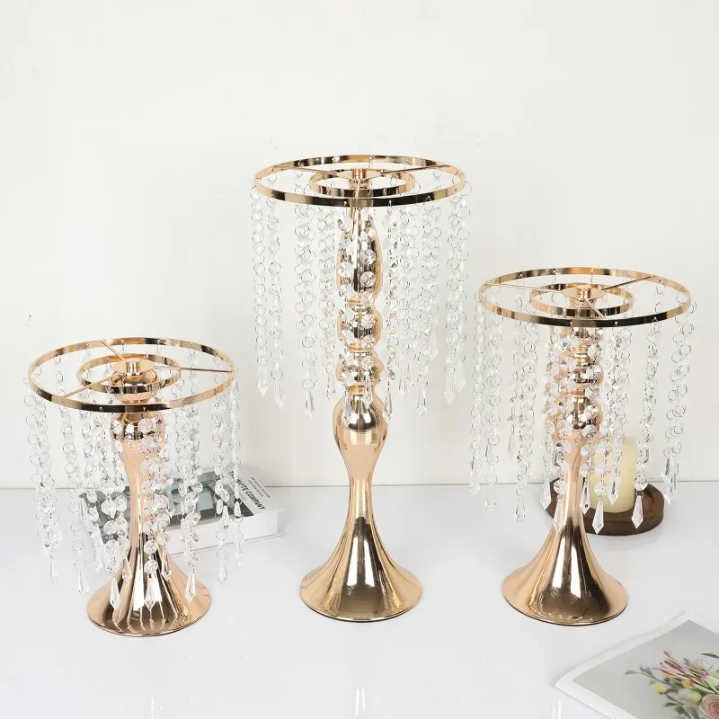 Boutique Galvanized Metal Flower Stand Outdoor Wedding Table Centerpiece Ornament Fake Vase Gold Flower Ornament