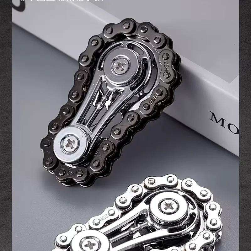 Engrenagens de liga de zinco, correntes de bicicleta DIY, artefato de descompressão giroscópio na ponta do dedo, brinquedos de mesa, artefato de pensamento para porta fácil