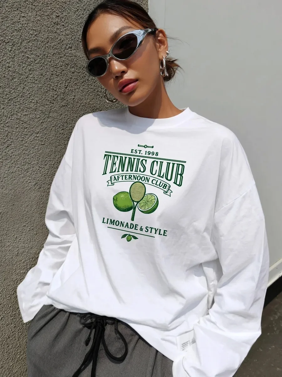 

Свободная женская толстовка с круглым вырезом и длинными рукавами, с принтом, повседневная, модная, удобная, из хлопка, с полным принтом