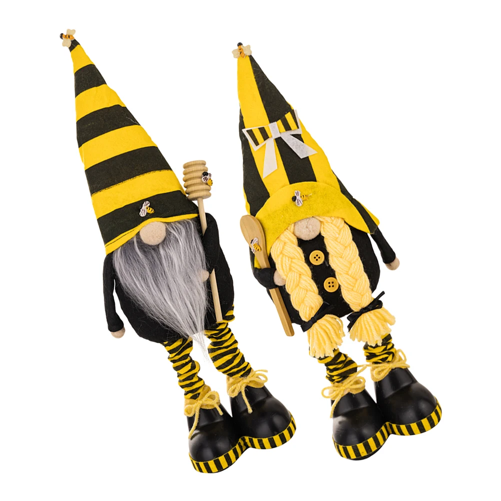 

2pcs Gnome Decor Soft Fabric PVC Bee Festival Dwarf Ornaments Cozy Atmosphere Photo Prop Spring Adornment