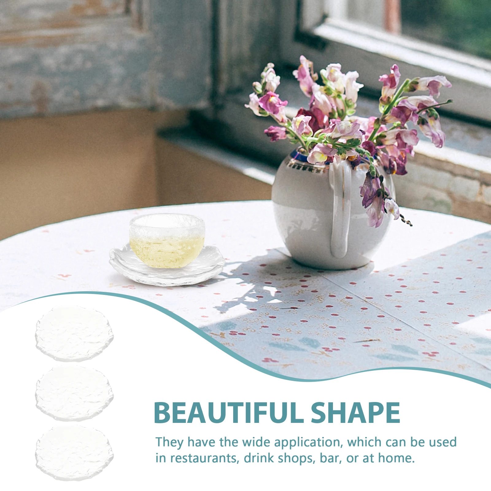 

3 Pcs Cup Coasters Tea Cushion Holder Teacup Glass Drinks Pad Heat Resistant Pads
