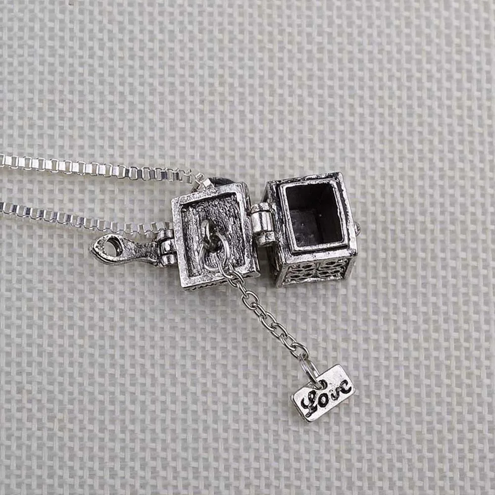 1 pcs Women Men Memorial Box Openable Antique Silver Color For Ashes Cremation Jewelry Urn Necklace Vial Pendant