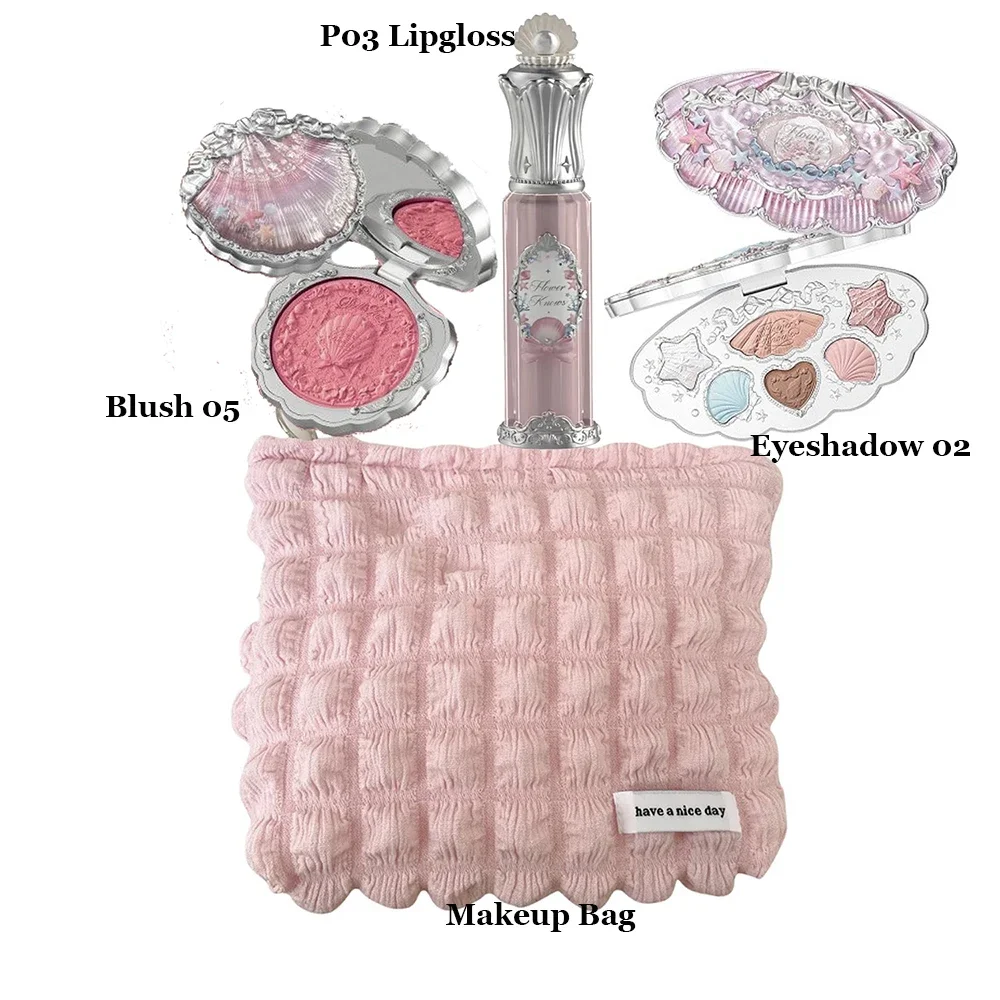 

Flower knows Shells Pears Collection Makeup Set Eyeshadow Palette Blush Lip Gloss Makeup Bag Matte Glow Shimmer Eye Shadow Kit