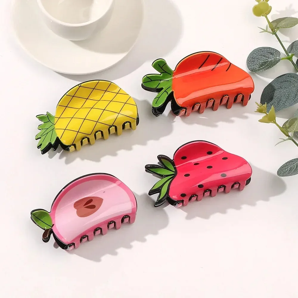 Korean Fruit Style Hairpins Girls Lovely Hair Claws Clip Strawberry Watermelon Headwear Birthday Party Hair Accessories Gift