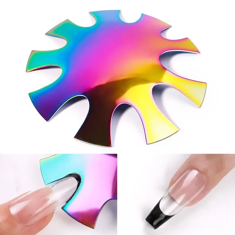 French Manicure Sculpting Steel Plate Mold, Template for French Smile Cut V Line, Tips Edge Trimmer