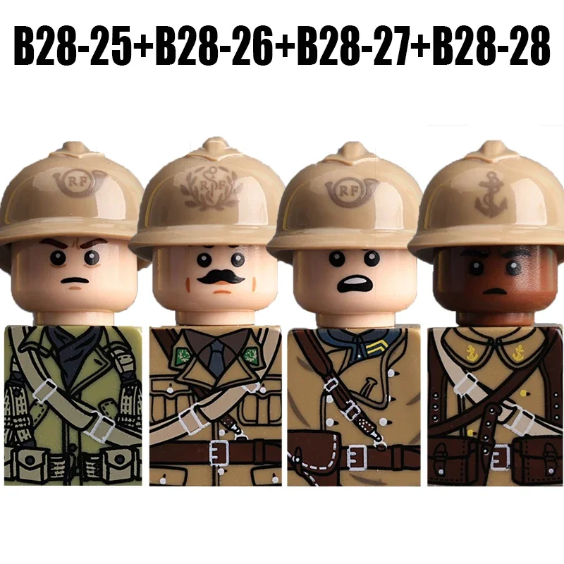 WW2 Military French Soldier Figures Building Blocks Bricks WW1 Army Division Warrior Medical Infantry Gun Helmet Weapon Toys Boy