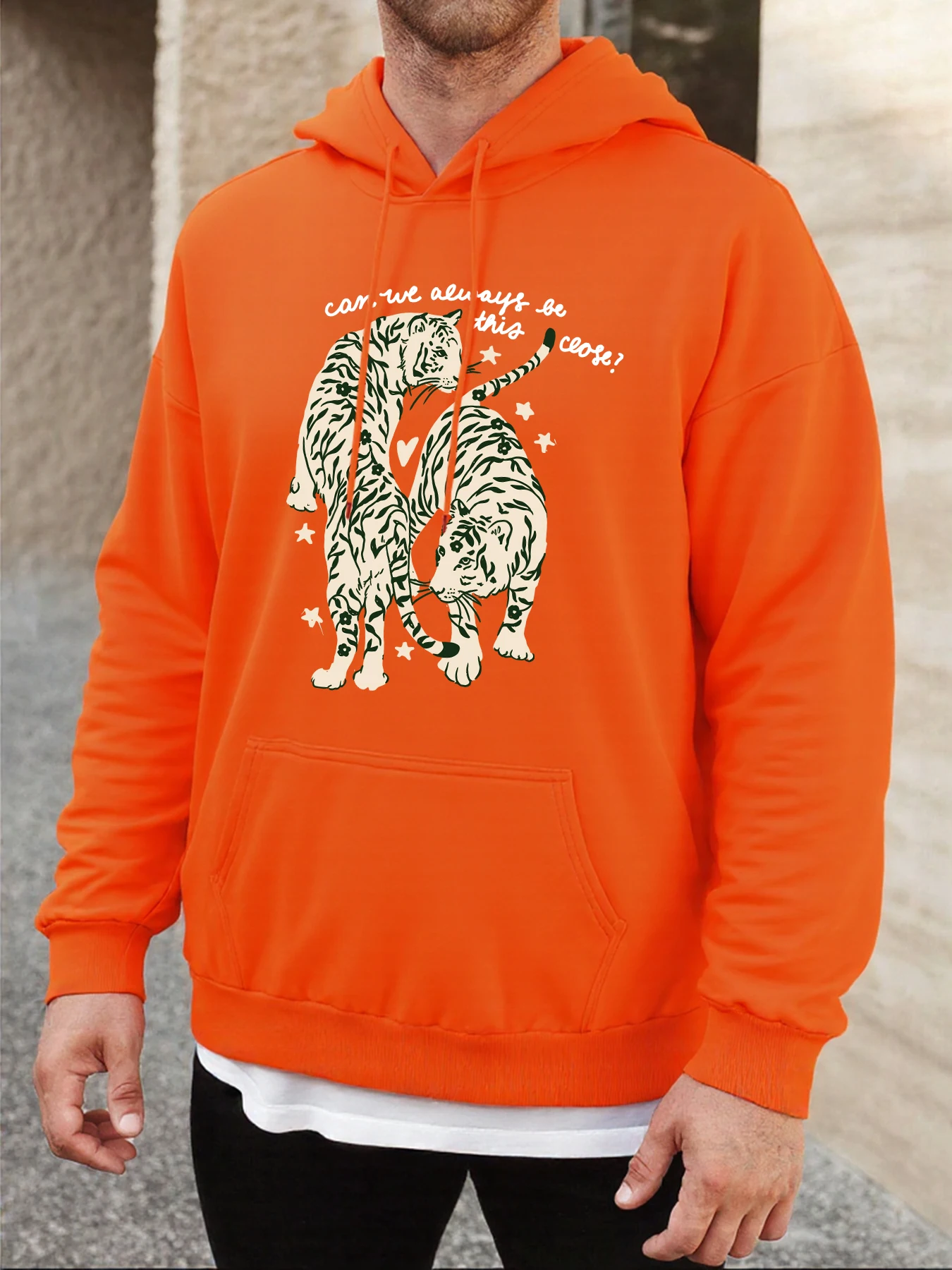 Deux tigres qui ont été ensemble tout le long imprimer hommes sweats à capuche Hip Hop rétro sweat à capuche automne polaire à capuche doux poche homme vêtements