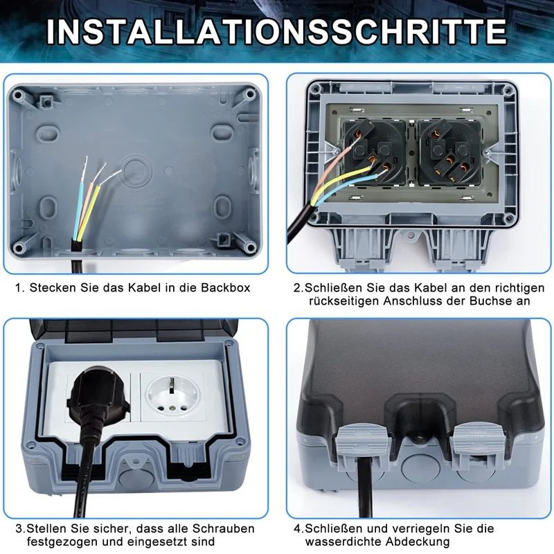 Outdoor Socket Waterproof-Outdoor Socket Garden Socket 16A Double Socket Surface-Mounted Socket Outdoor Socket EU Plug
