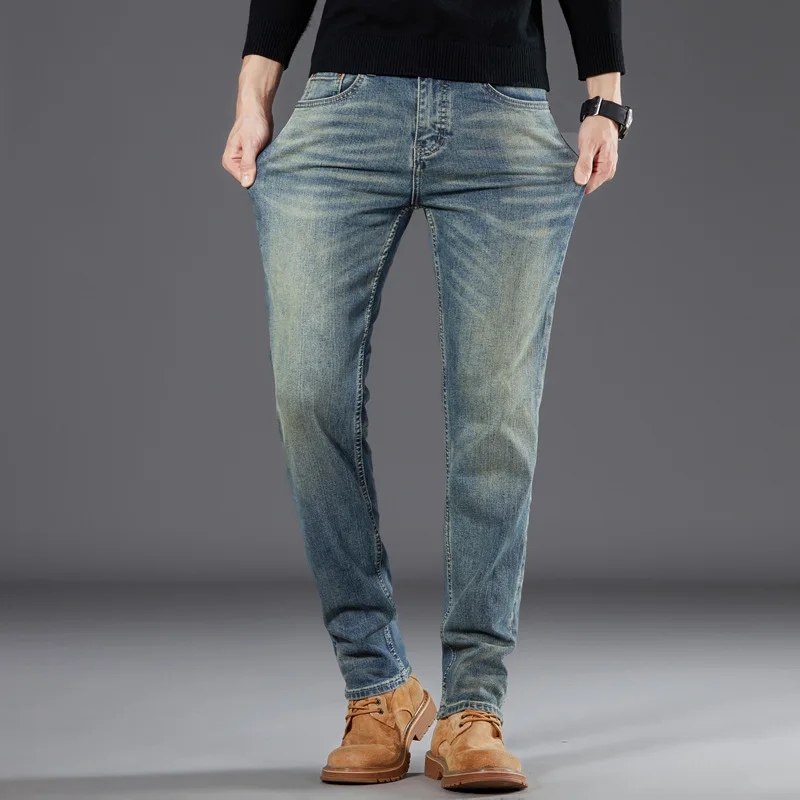 Pantalones vaqueros informales para hombre, Jeans de corte sencillo, lavados a diario, marca de moda urbana versátil, novedad de 2023