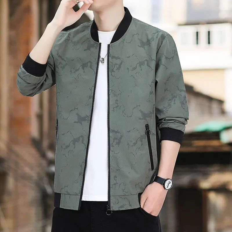 

Casual Stand Collar Men's Jaet Faionable Slim Fit Polyester Nylon Cosite Fiber Spring Autumn High End Trendy Topwear