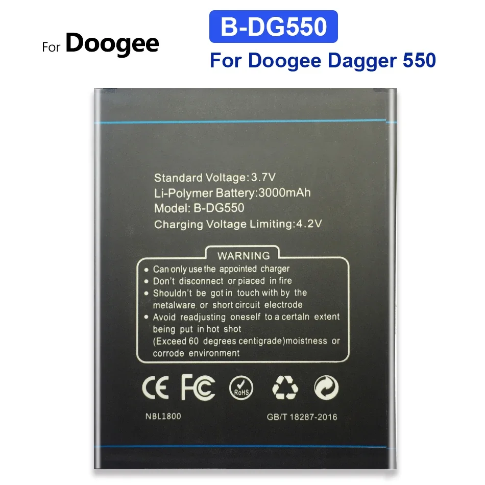 

Запасная батарея Для Doogee Dagger 550, B-DG550, DG550, 3000 мАч, трек-код