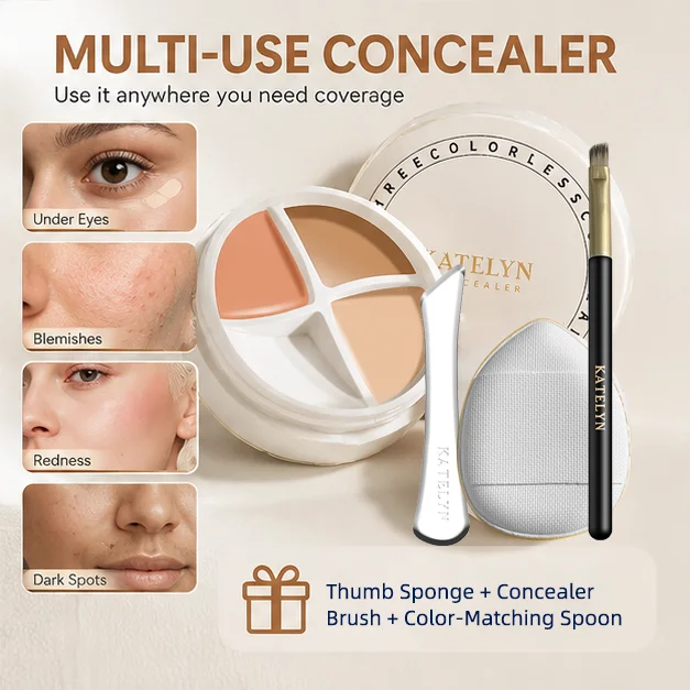 Tri‑Color Concealer Cream Palette Full Coverage Color Corrector Long Lasting Moisturizing Concealer Cover Spots Dark Circles