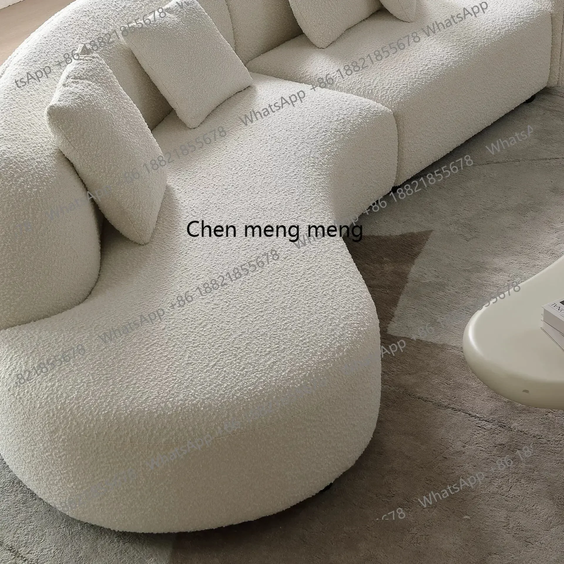 M78 Italian minimalist curved beige lamb wool fabric sofa designer sofa