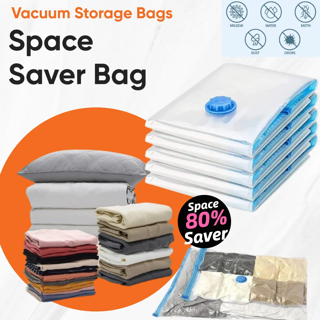 Sacs de rangement sous vide avec pompe à main, 6 paquets, gain de place, sacs de rangement sous vide pour vêtements, literie, organisateur de bagages de voyage