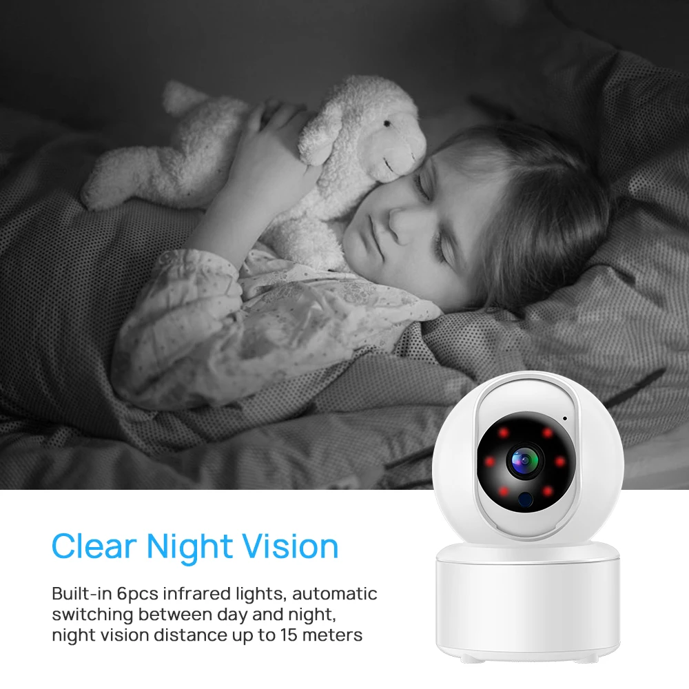 3MP 2K WIFI Camera Mini PTZ IP Camera  Auto Tracking Two-Way Audio Motion Detection ICsee Home Security Camera Baby Monitor