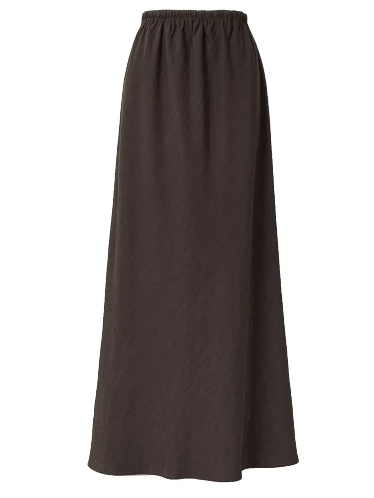 WHTREND drapé élégant taille haute droite jupe Midi pour les femmes automne nouveau polyvalent minceur longues jupes WH1229