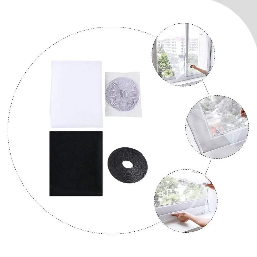 

2 set Self-Adhesive Window Screen Net Durable Nylon Mesh Fine Weave Strong Toughness High Light Transmission For Home Office