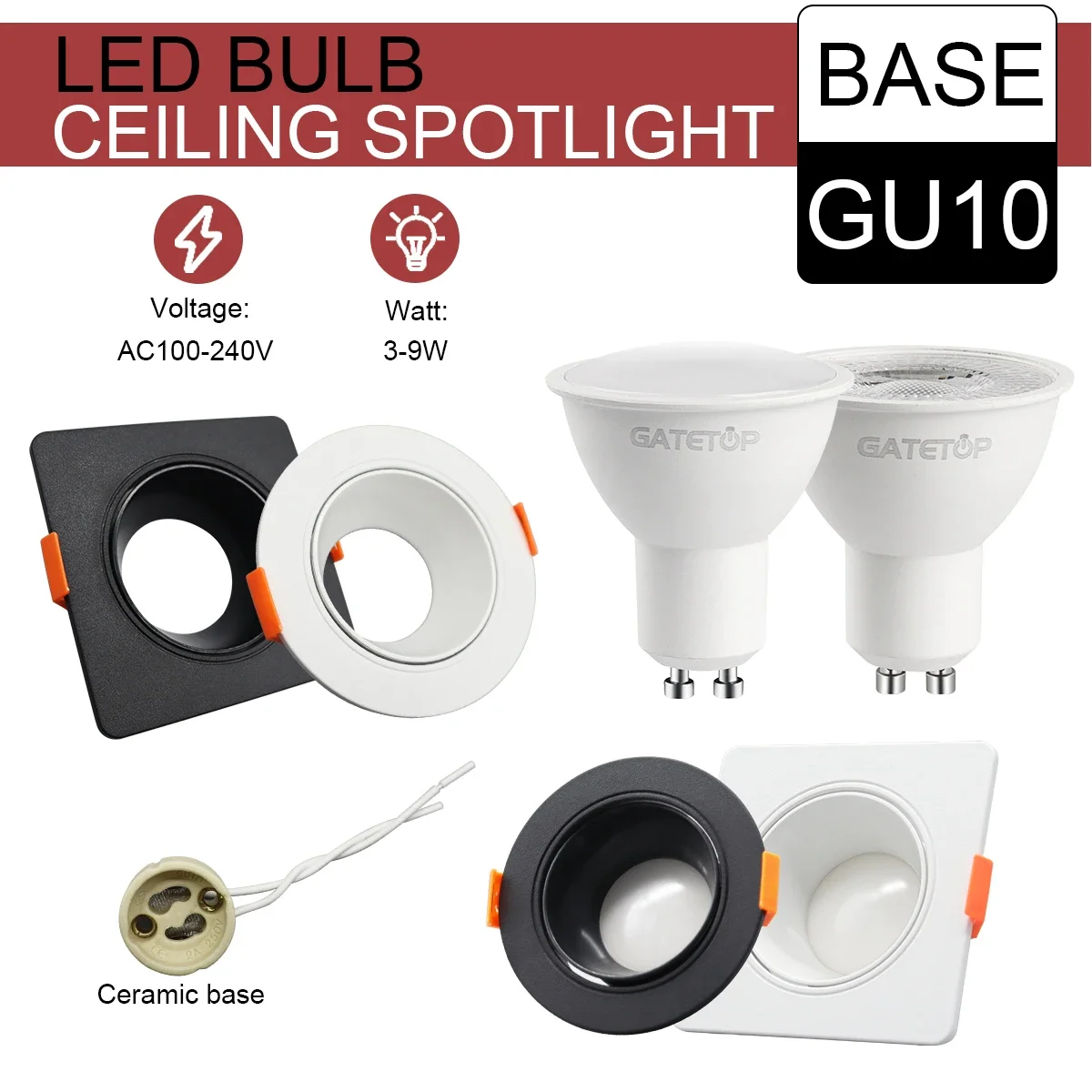 

5/10/20pcs GU10 6W LED Downlight Ceiling Spotlights Energy Saving 90degree Angle Adjustable Rotating AC220V 120V Indoor Lighting