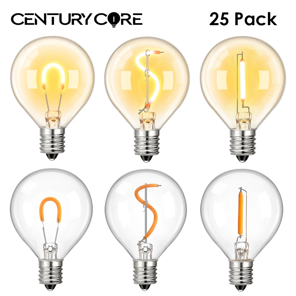 

25PCS Warm White G40 Led Bulbs 220V E12 1W Globe Light Bulb Vintage Replaceable For String Light Retro Outdoor Lights Decoration