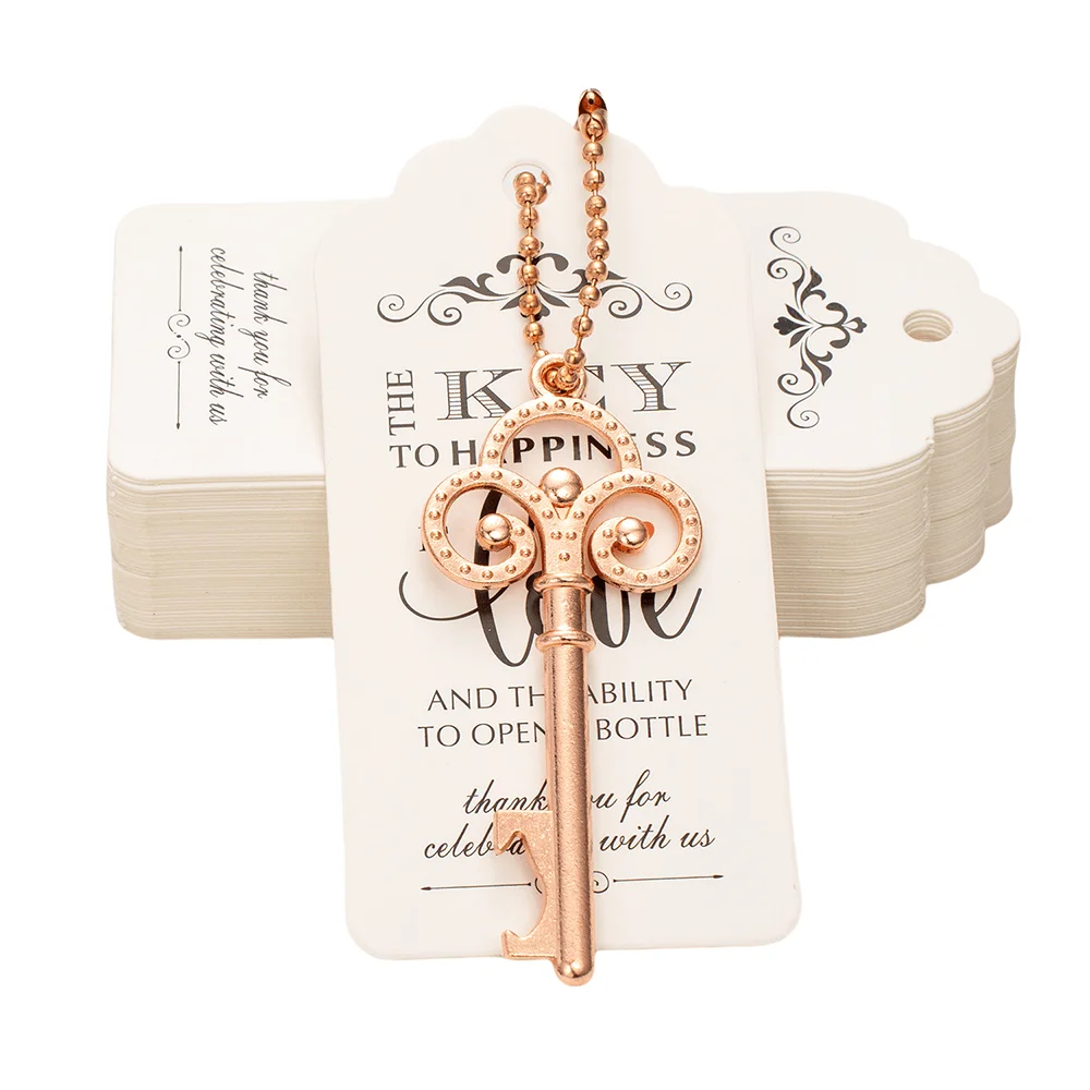 50pcs Wedding Favors Key Bottle Openers Bridal Shower guest gifts Party Gifts For Guest With thank-you card And Key Chains