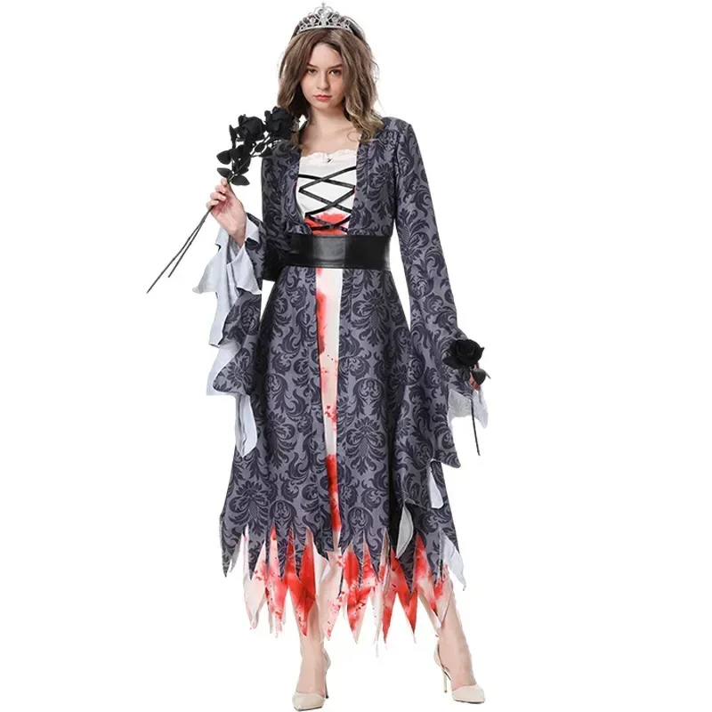 SN88 Zombie Princess Costume for Adult Women Gothic Vampire Costume Fancy Dress Female Scary Halloween Cosplay for Women Zombie