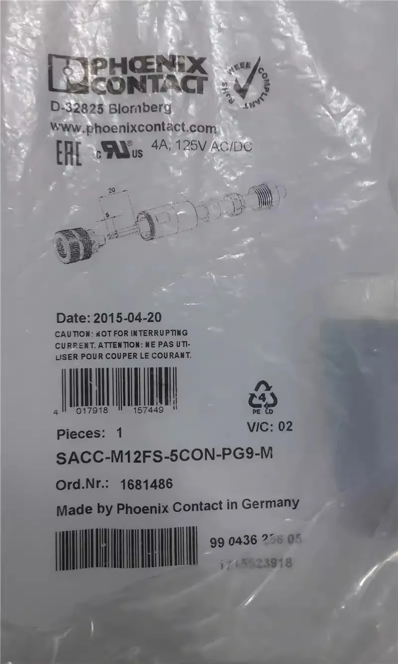 

SACC-M12FS-5CON-PG9-M-1681486 M12 5-core straight female connector