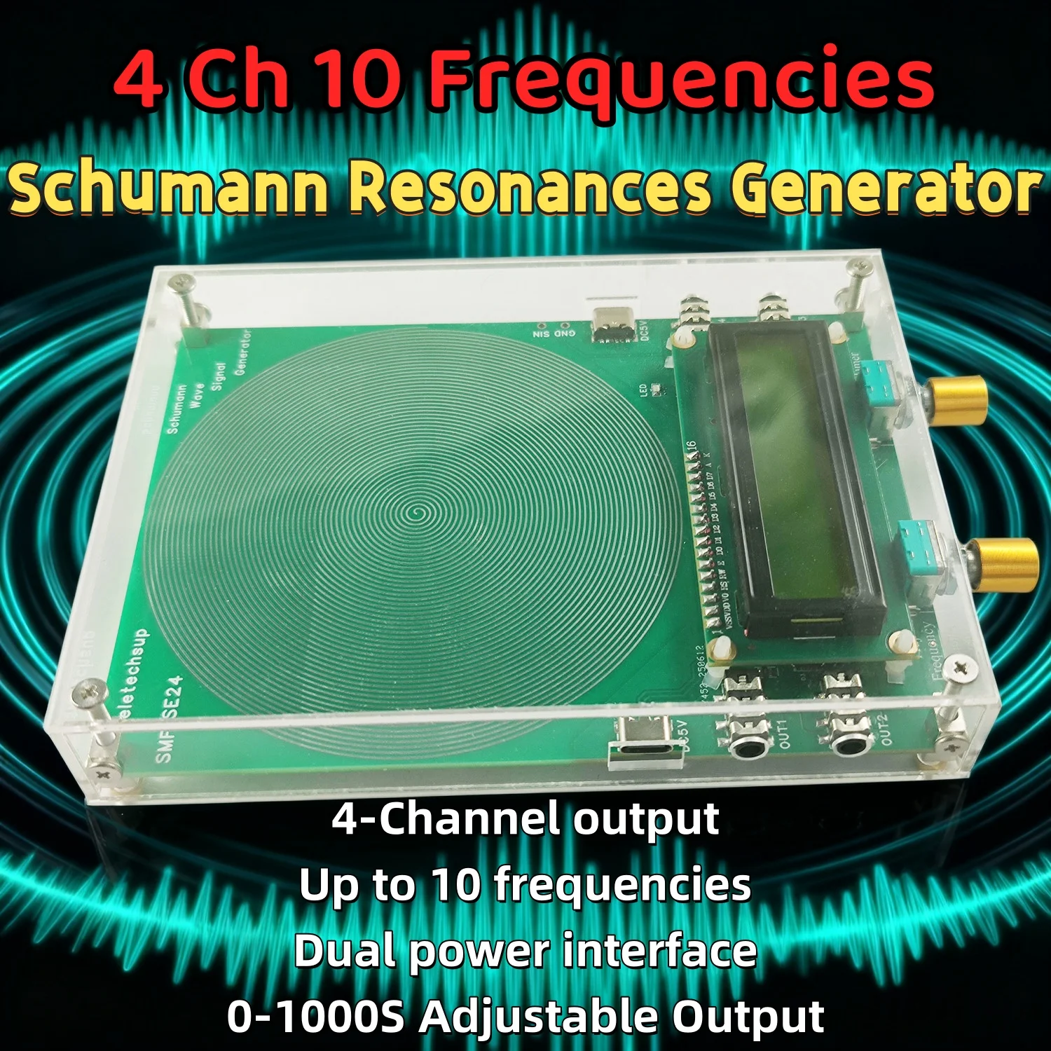 

4CH High Power 0.01-100Khz Schumann Resonance Generator Can Connect 8 External Antennas With Cycle Timing Function SMFSE24