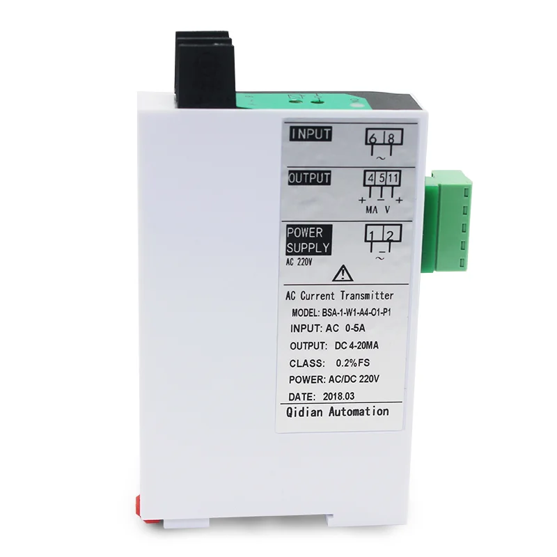 AC 5ma 10ma 20ma Current Transmitter Analog Output 4-20ma 0-5v AC  Din Rail  Current Sensor Transducer DC24V