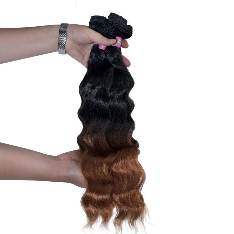 موجة الطبيعية الشعر الاصطناعية حزم 18 بوصة 5 أجزاء/وحدة أومبير شعر أشقر نسج مع إغلاق وصلات شعر اصطناعية للنساء