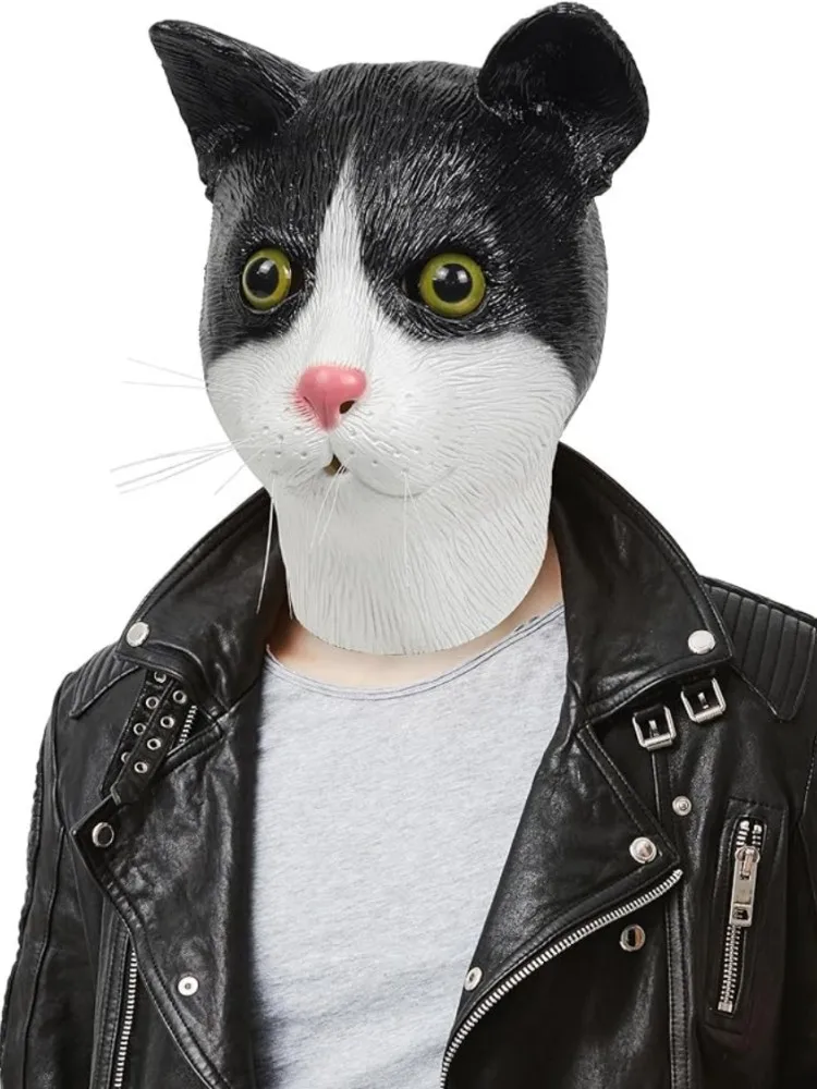 Gefleckte Katzenmaske Halloween Realistische Rollenspiel-Verkleidung Tier-Katzen-Vollkopfmaske Geburtstag Erwachsene Männer Frauen Verkleidung – Detail 1