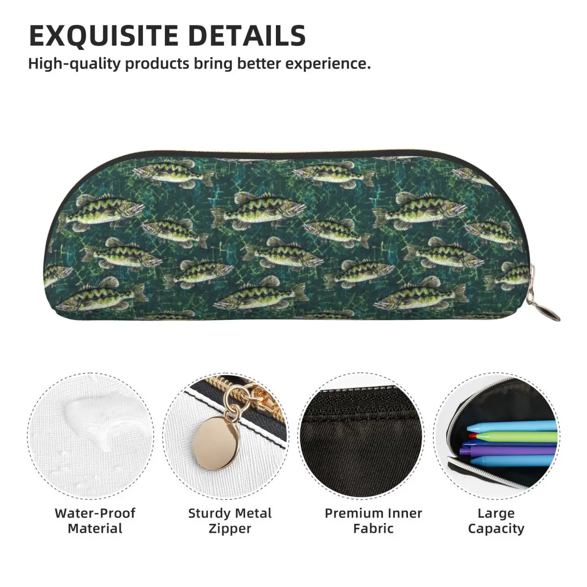 Largemouth باس كامو نمط مقلمة الحقيبة قلم رصاص تخزين لوازم مكتبية صندوق القلم حقيبة أقلام رصاص لهدايا صبي فتاة