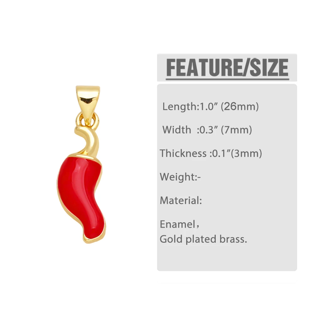 OCESRIO Trendy Multicolor Enamel Hot Pepper Pendant for Necklace Copper Gold Plated Jewelry Making Component Wholesale pdtb143