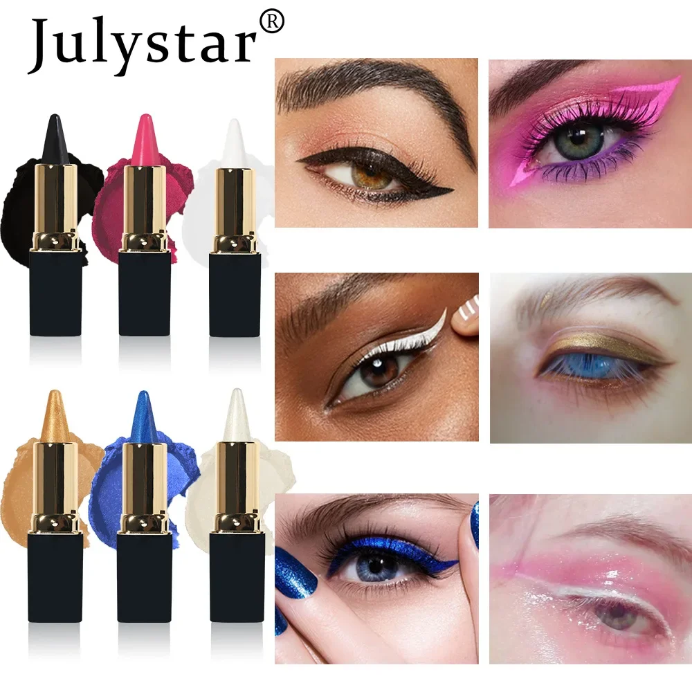 Julystar 6สีอายไลน์เนอร์เงาวาวเนื้อระยับกันน้ำยาวนานแต่งหน้าง่ายครีมทาขอบตาแฟชั่นมืออาชีพ3.5กรัม