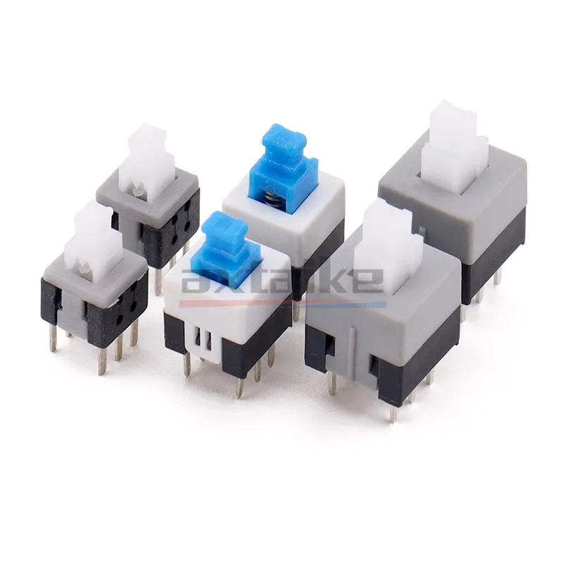 10PCS 5.8*5.8mm 7*7mm 8*8mm 8.5*8.5mm Self Lock/No Lock Push Tactile Power Micro Switch 6Pin DPDT Mini Button Switches 7×7 8×8